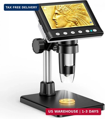 Portable 1000X USB Digital Microscope 4.3'' LCD Coin Jewelry Inspection Camera