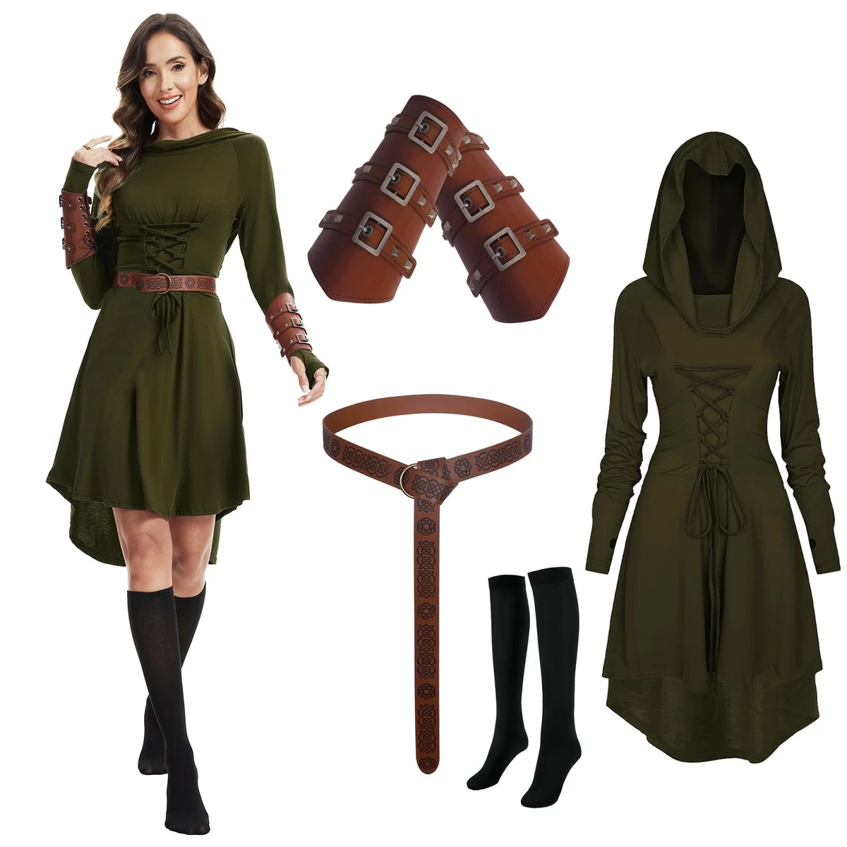 Ritterdame-Kostüm Für Damen – Gr. 46 – Inkl. Umhang, Hose & Gürtel – Perfekt Für Fasching & Mottopartys