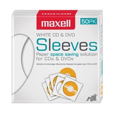 Maxell 190135 Protective Thin Clear Plastic Easy Storage CD DVD 50pk, White