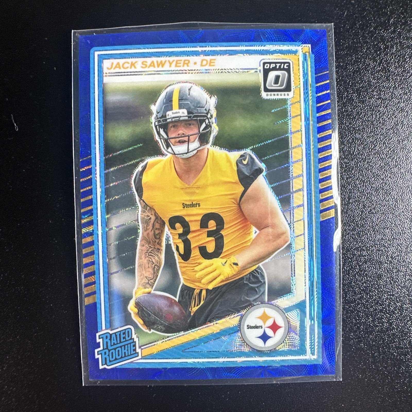 2025 Panini Donruss Optic - Jack Sawyer #220 (RC) Blue Scope Prizm Steelers