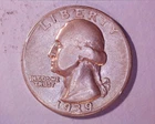 1939-D Washington Quarter  BELOW FINE COND.**302-6