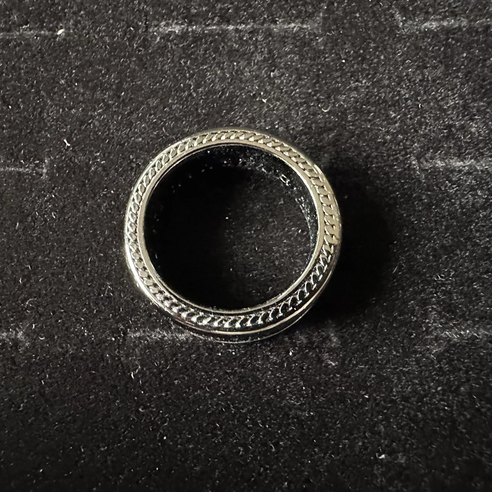 David Yurman Two Row Band Ring Sterling Silver 925 with Black Diamonds Size 8 - Image 2 of 4