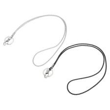 Office Leather Lanyards 19Inch 2 Pcs Key Braided Lanyard Clasp/Ring Black/Silver