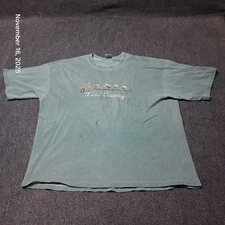 Vintage Lake Country Embroidered Fly Fishing T Shirt Size XL Sage Green