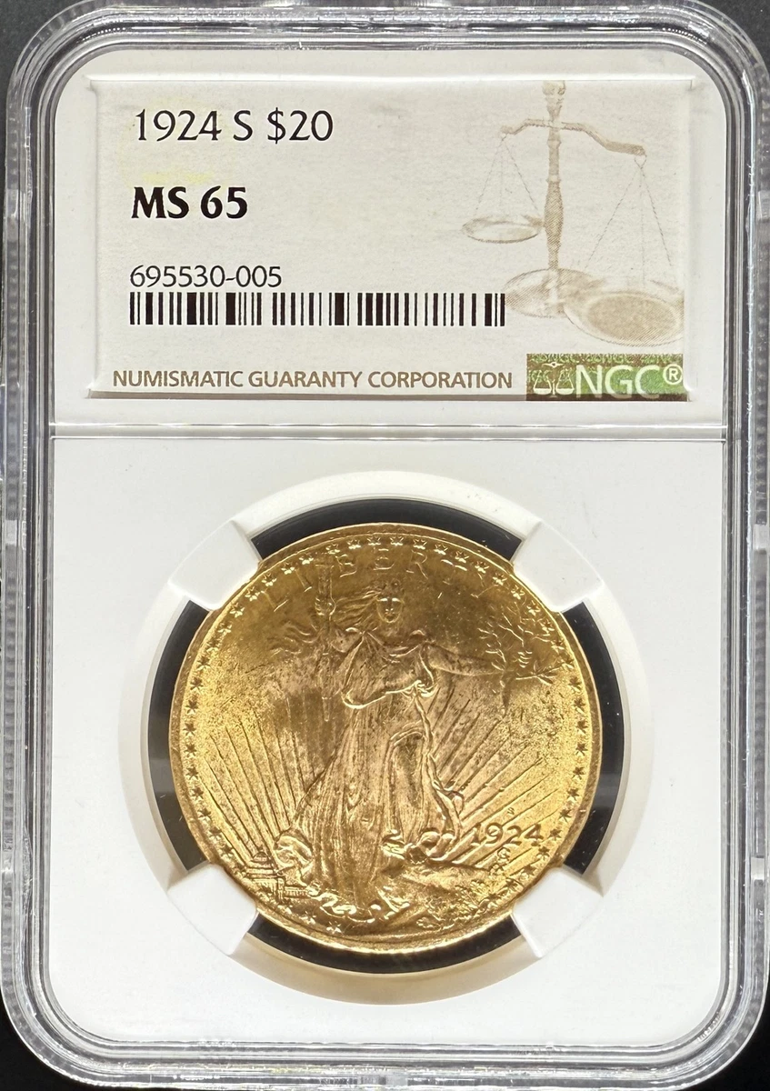 Grade MS 65 NGC 1924 Year Double Eagle $20 US Gold Coins (Pre
