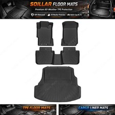 Tpe Fits 2003-2007 Honda Accord Floor Mats Trunk Cargo Liner Set Cover Black