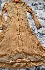 Peach Beige Long Detailed Dress Anakali Full Set