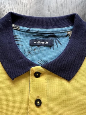 Poloshirt von  Walbusch Herren Pique Gr. 48 NEU gelb mit tollen Details