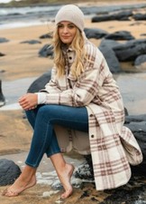 H&m Trend Cream Pink Check Tartan Shirt Oversized Jacket Xxl 16 18 Bnwt