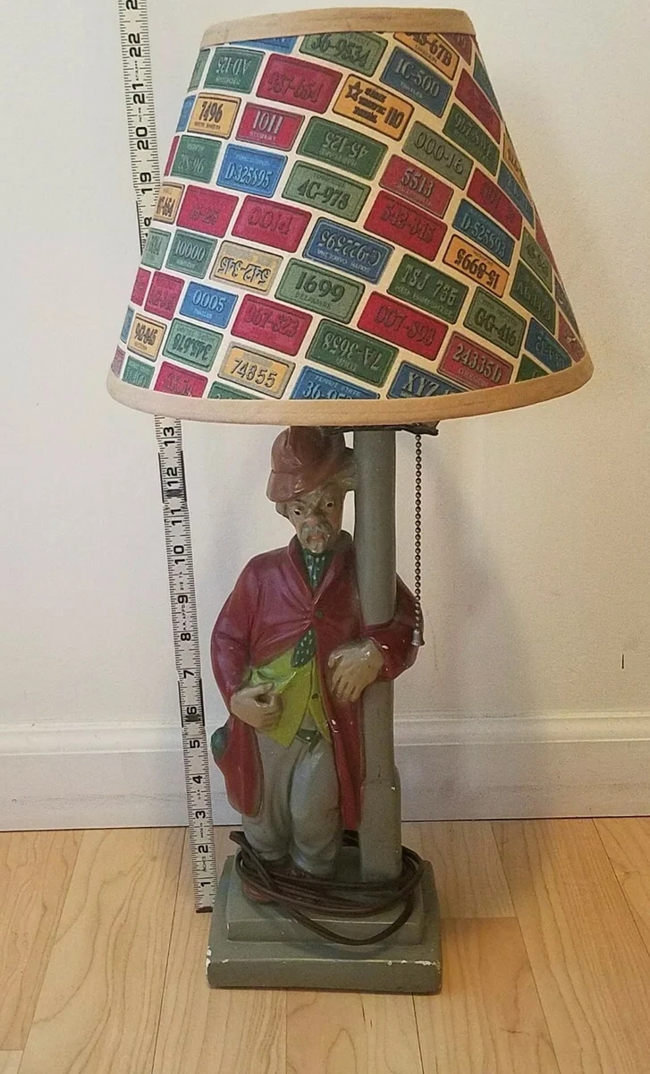 Vintage Chalkware Plaster Drunk HOBO Tramp Bar Lamp Leaning Post Retro Deco CU
