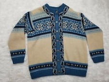 Norwegian fair isle Sweater cardigan wool Sz 44 af Evebofoss Sandane Of Norway