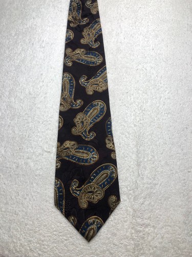 AQUASCUTUM MENS TIE DEEP PURPLE WITH BLUE BROWN 3.75 X 58 - Picture 2 of 4