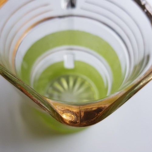 Jug pitcher glass lime green atomic gold ring band vintage MCM 1960s Mid Century - Picture 20 of 22
