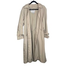 Vintage Vogue Khaki Tan Long Lightweight Button Up Trench Coat Jacket Size 10