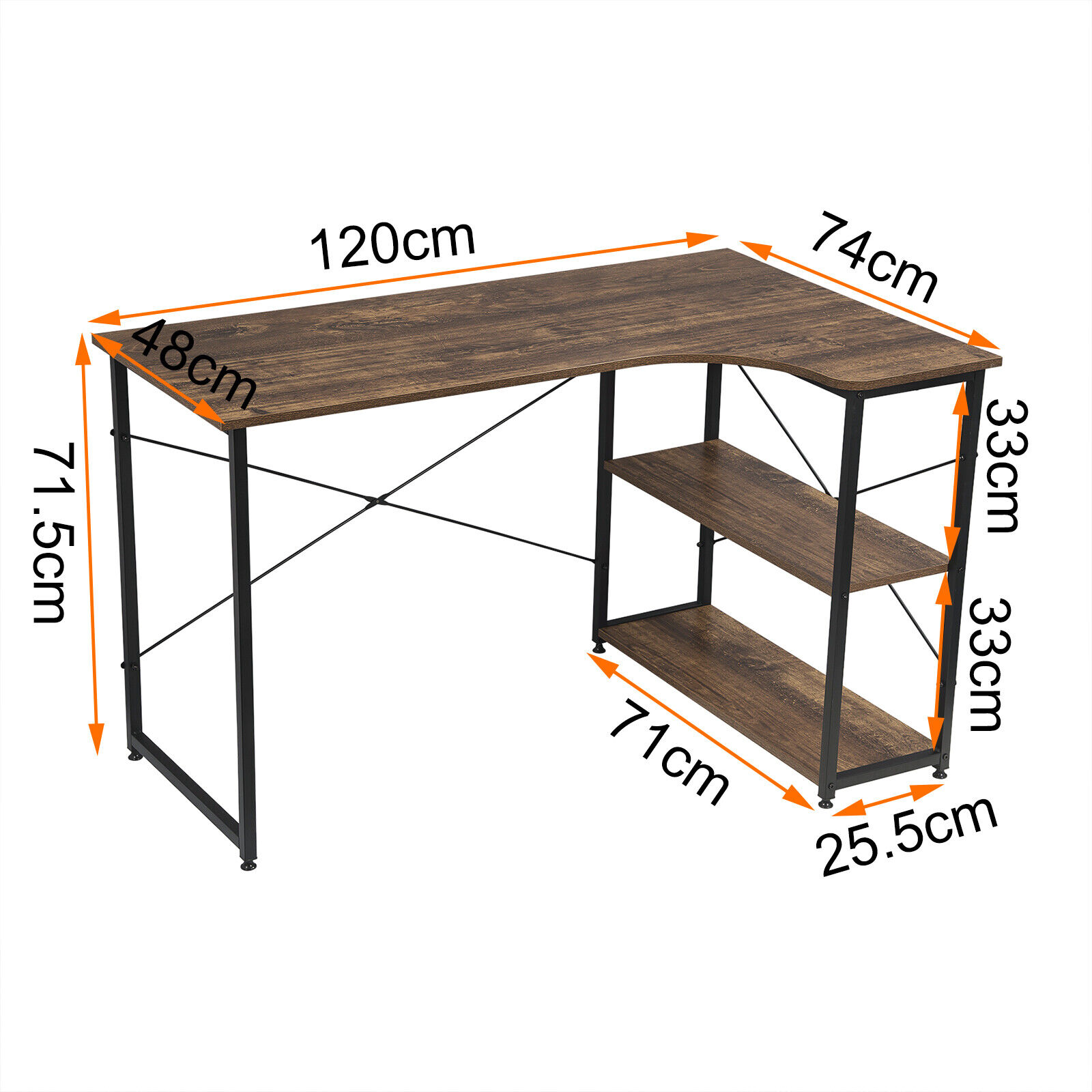 Eckschreibtisch Schreibtisch mit Regale L-Form Arbeitstisch Winkelschreibtisch