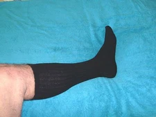 Men's Black Boot Length Socks  - 6 PR 1st Quality Size Large  Made In The USA
