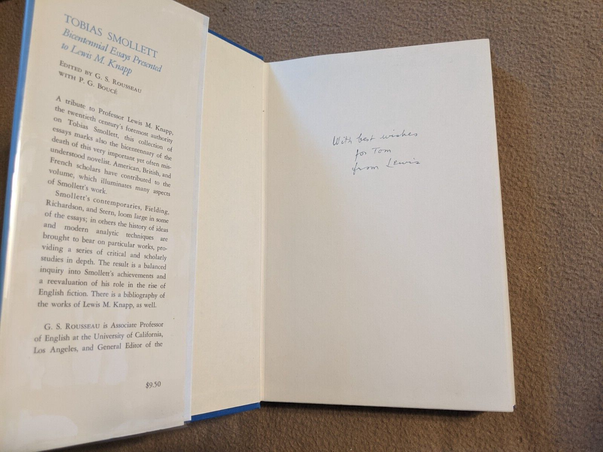 Tobias Smollett: Bicentennial Letters, SIGNED by Lewis Knapp, 1st