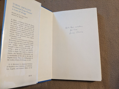 Tobias Smollett: Bicentennial Letters, SIGNED by Lewis Knapp, 1st