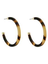 NEW RALPH LAUREN TORTOISE SHELL OPEN HOOP GOLD TONE EARRINGS - 60510273