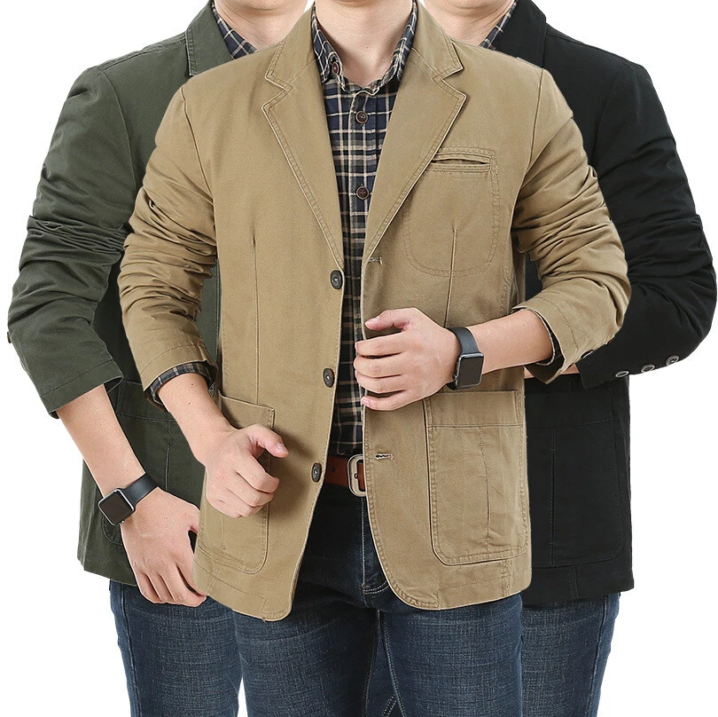 Mens casual cotton blazer discount
