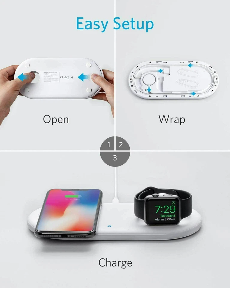 Cargador Inalámbrico Anker, 2 en 1 PowerWave+ Pad con Soporte para Apple Watch Foto 3 de 3
