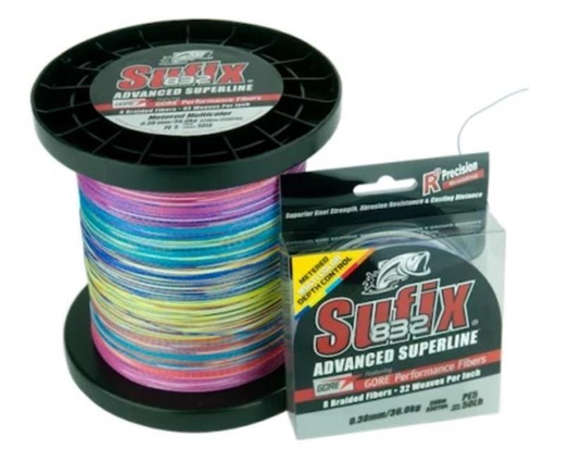 Sufix 832 Metered MULTICOLOUR 300m 330 yards Braid - 80LB 36Kg 0.48mm  Metred