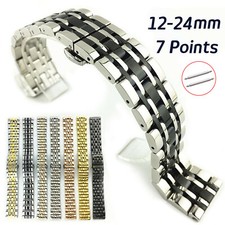 12-24mm 22mm Metal Watch Strap Stainless Steel Band Bracelet w Butterfly Buckle