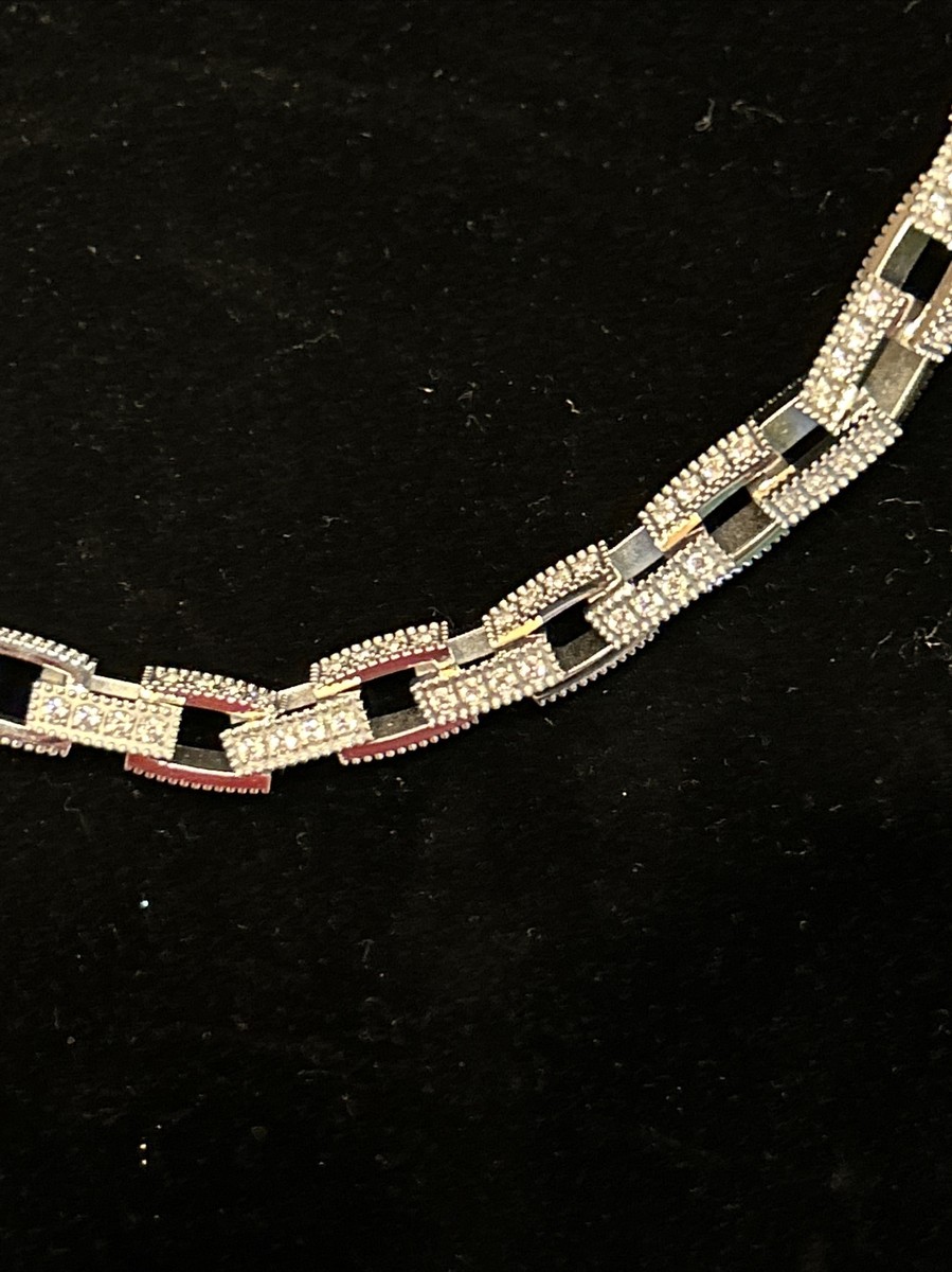 Blackjack jewelry men's 24” Cubic Zirconia Square Link Necklace