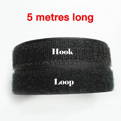 EVERGREEN GOODS Hook and Loop Tape Black 20mm Wide Self Adhesive Sticky Back Heavy Duty Fastener