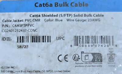 FS C6ASFTPPVC 23/4P CAT6a S/FTP 750MHz Network Ethernet Cable 10G CMR Blue /50ft
