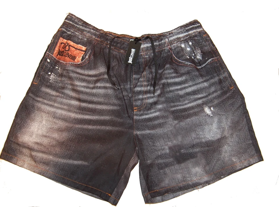 Pantalones Cortos Just Cavalli Gris Logo Para Hombre Ropa de Playa Atlético Boxer Natación Talla 2XL 54 NUEVO Foto 3 de 4