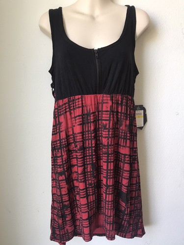 JUNIOR BLACK/RED METAL MULISHA NEVERMIND HIGH/LOW LATTICE BACK DRESS/COVERUP MED - Picture 3 of 10