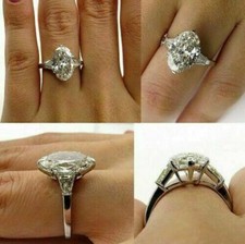 3.50 Ct Oval Cut Diamond Simulated Solitaire Engagement Ring 925 Sterling Silver