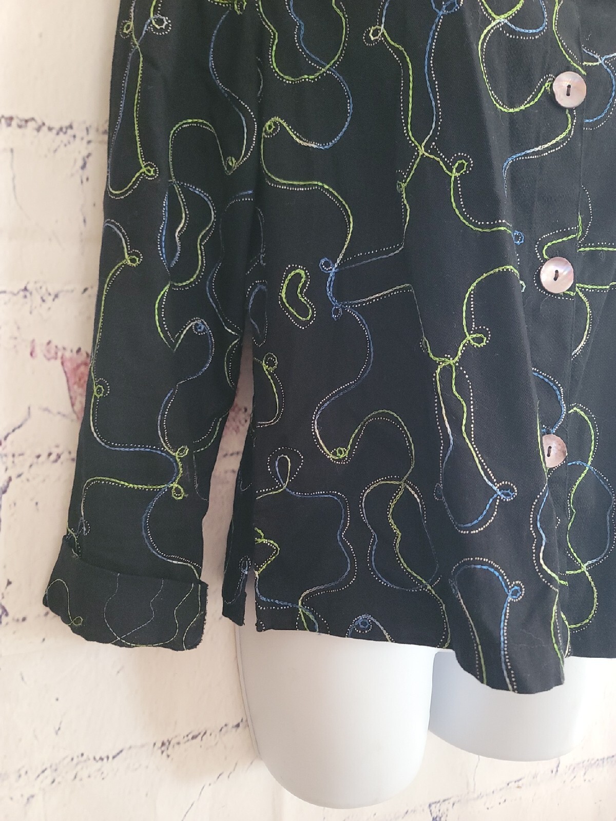 Choices Button Front Blouse Small Multicolor Embr… - image 7