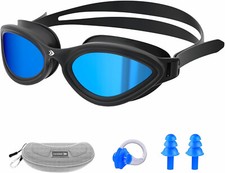NEW Adult Swim Goggles-Mirrored/Polarized Swimming Goggles 10x Anti-fog W/CASE