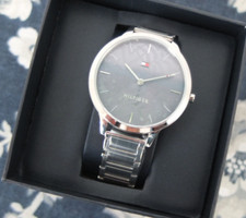 Tommy Hilfiger Watch 32770303 Blue Leaf Pattern Stainless Steel Bracelet New