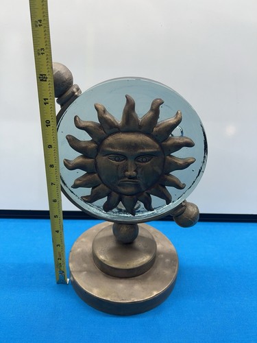 Celestial Sun Face Glass and Metal Votive Candle Holder Art 12x8 Heavy Duty 9LB - Picture 10 of 10