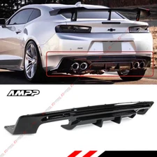 For 16-2024 Chevy Camaro Gloss Black Shark Fin Rear Bumper Diffuser Replacement