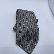 Cambridge Classics 100% Silk Made in USA Gray Geometric Print Tie 4β Wide
