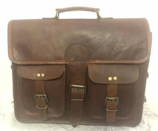 US Men Business Leather Handmade Briefcase Shoulder Messenger Laptop Satchel Bag