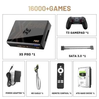 Kinhank Super Konsole X5 PRO Retro Spielekonsole 4TB 16000+ Spiele RK3588 8GB DDR4