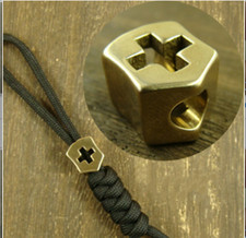 Cross sign Pure Brass paracord beads Knife Tool Lanyard Beads Zipper pull LB009