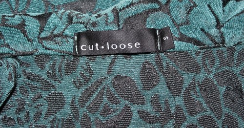 Cut Loose Sz S JADE TEAL Gorgeous Chenille Tapestry Floral Art Jacket Lovely - Picture 3 of 9