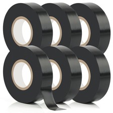 6 Pack Black Electrical Tape, 66 Ft Waterproof Electric Tape Black High Temperat