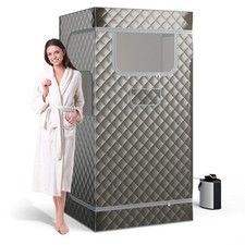 Portable Steam Sauna Full Body Sauna Box Single Person Sauna Tent w/Chair Grey