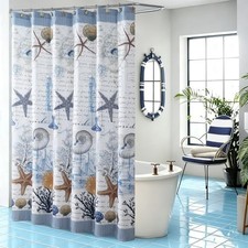 Coastal Shower Curtain Beach Themed, 72"W x 72"L Pack of 1 Under the Sea