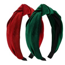 Christmas Headbands for Women Girls Top Knot Headband Red Green Velvet Knott...