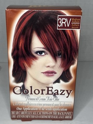 ColorEazy Permanent Cream Hair Color 3RV Medium Auburn Red Hair Dye NEW