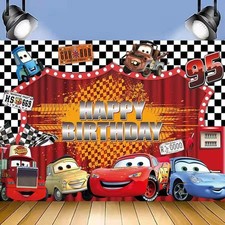 Car Racing Happy Birthday Backdrop 5x3.5ft Race Car Birthday Party Decorations