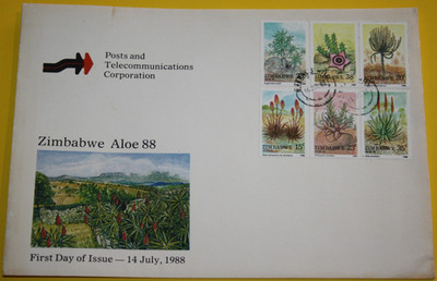 FDC Zimbabwe Aloe 88. Simbabwe. Post und Telekomunika ESST am 14.7.1988 (12.465)